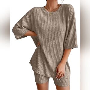 Knit Ribbed 2 Piece Lounge Set